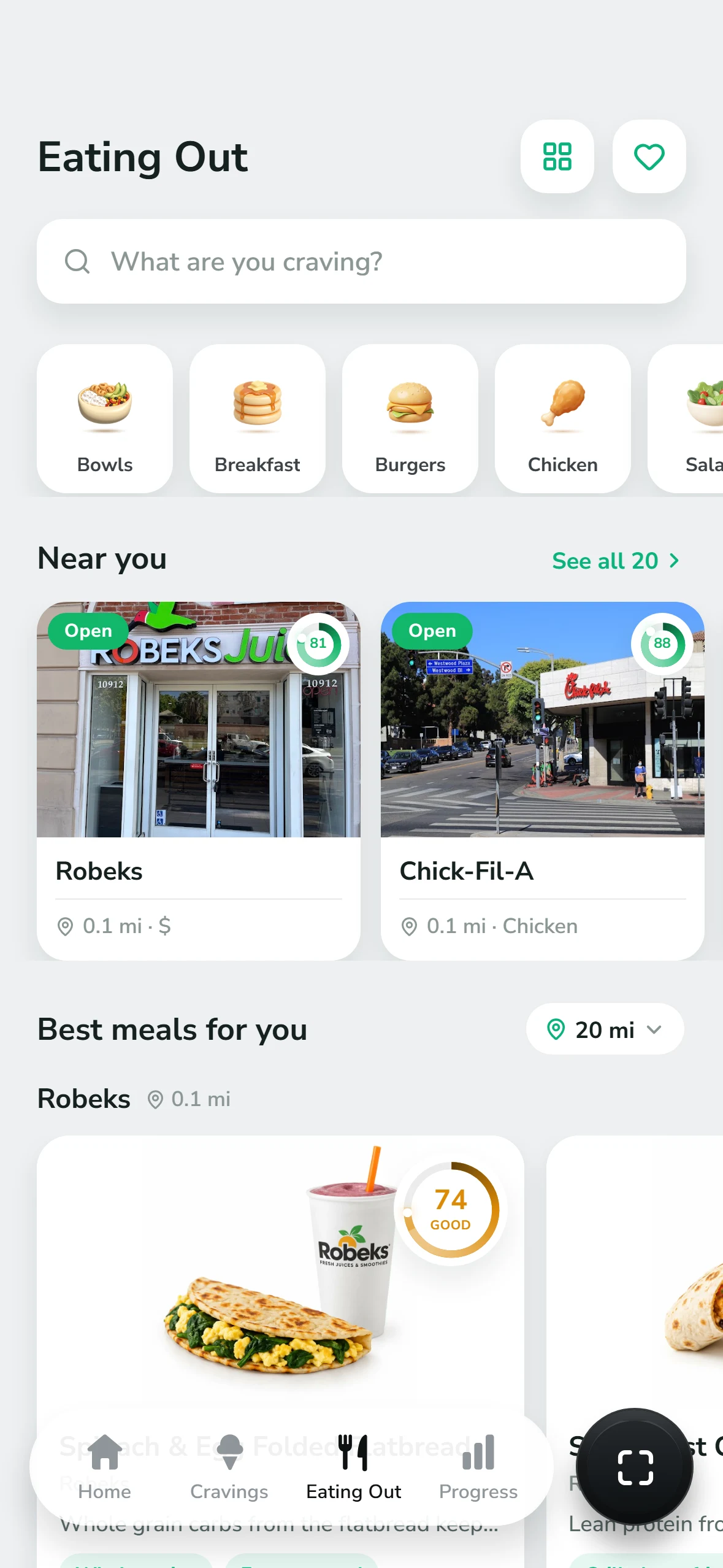 Eating Out in Shredo: restaurants near you, each with a score, and the best meals for you